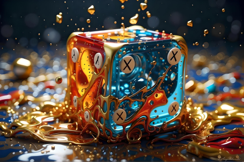 This digital art masterpiece depicts a dice, brought to life through the virtuosic 'Splash Art' technique. The dice is sculpted from vibrant, liquid paints that flow together in a complex harmony of picturesque colors. Each face of the dice is intricately designed with fantastical elements, giving the sensation of melting and blending into an elaborate background. The scene is enlivened with bright, complementary colors that cascade into a smooth, almost softened texture, while maintaining a sense of depth and space in the high-resolution image.

Created with img.aiflux.eu

Optimized with Fotor

Created using AI tools

© 2024 aiflux