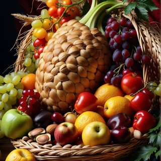 Cornucopia-of-Woven-Straw-with-Fruits-and-Vegetables