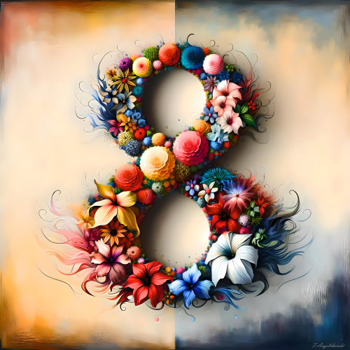 This enchanting painting captures the essence of International Women's Day, dedicated to the tenderness and strength of every woman. The wreath of flowers, forming the number "8", symbolizes the infinite love and respect for women from all corners of the globe. Each flower tells a story of uniqueness and beauty, creating a mosaic of emotions and colors that highlight the importance of female presence and influence. The artwork is a celebration of diversity and strength, reminding us of the immeasurable contribution of women to society and culture. It is an expression of gratitude and recognition, bewitching with the simplicity and elegance of its message.

Created using AI tools  

toni angelchovski © 2024 aiflux