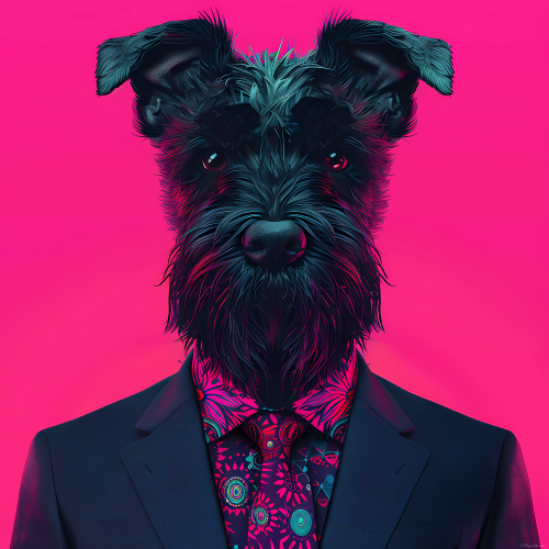 "Schnauzer Dreams" takes you on a journey into an unexpected world where the main character is the black Schnauzer. In this digital fantasy, the black Schnauzer is not just a dog; he is the gateway to a dimensional and colorful world, where each frame tells its own unique story.