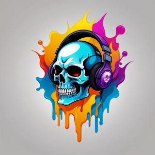 vector-melting-skull-music-mascot-logo-bright-colors-skull-gaming-logo-vector-image