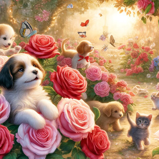 The-Enchanting-World-of-Roses-Puppies-and-Kittens