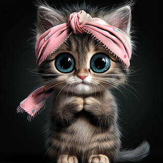 Adorable-Kitten-with-Big-Eyes-and-Pink-Headband