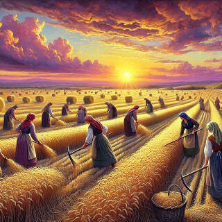 Harvesters-at-Sunset