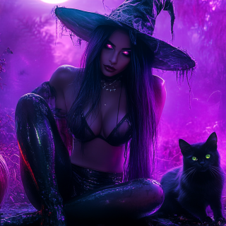 Magic-of-the-Moonlit-Night-The-Witch-and-the-Black-Cat