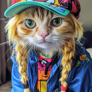 Stylish-Cat-with-Golden-Braids