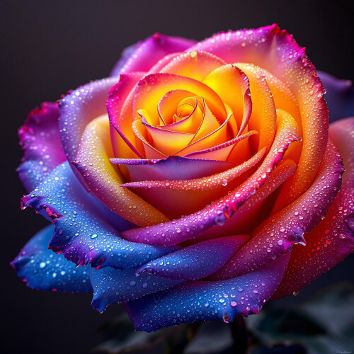 Multicolored Rose with Dewdrops